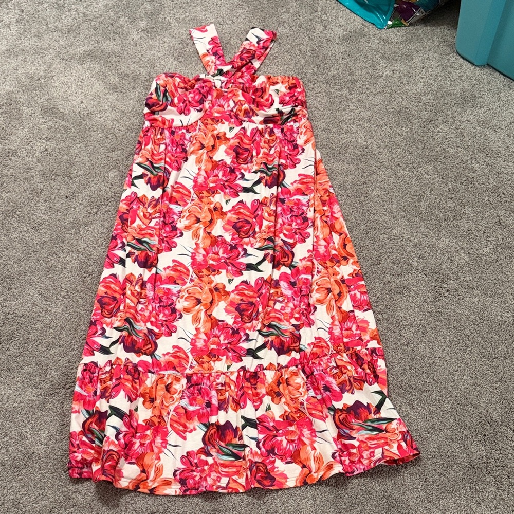 Grace Karin Pink and Orange Floral Womens Maxi Dress
